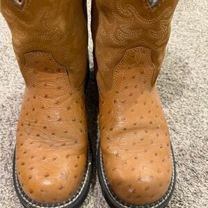 Brown Ostrich Leather Cowboy Boots